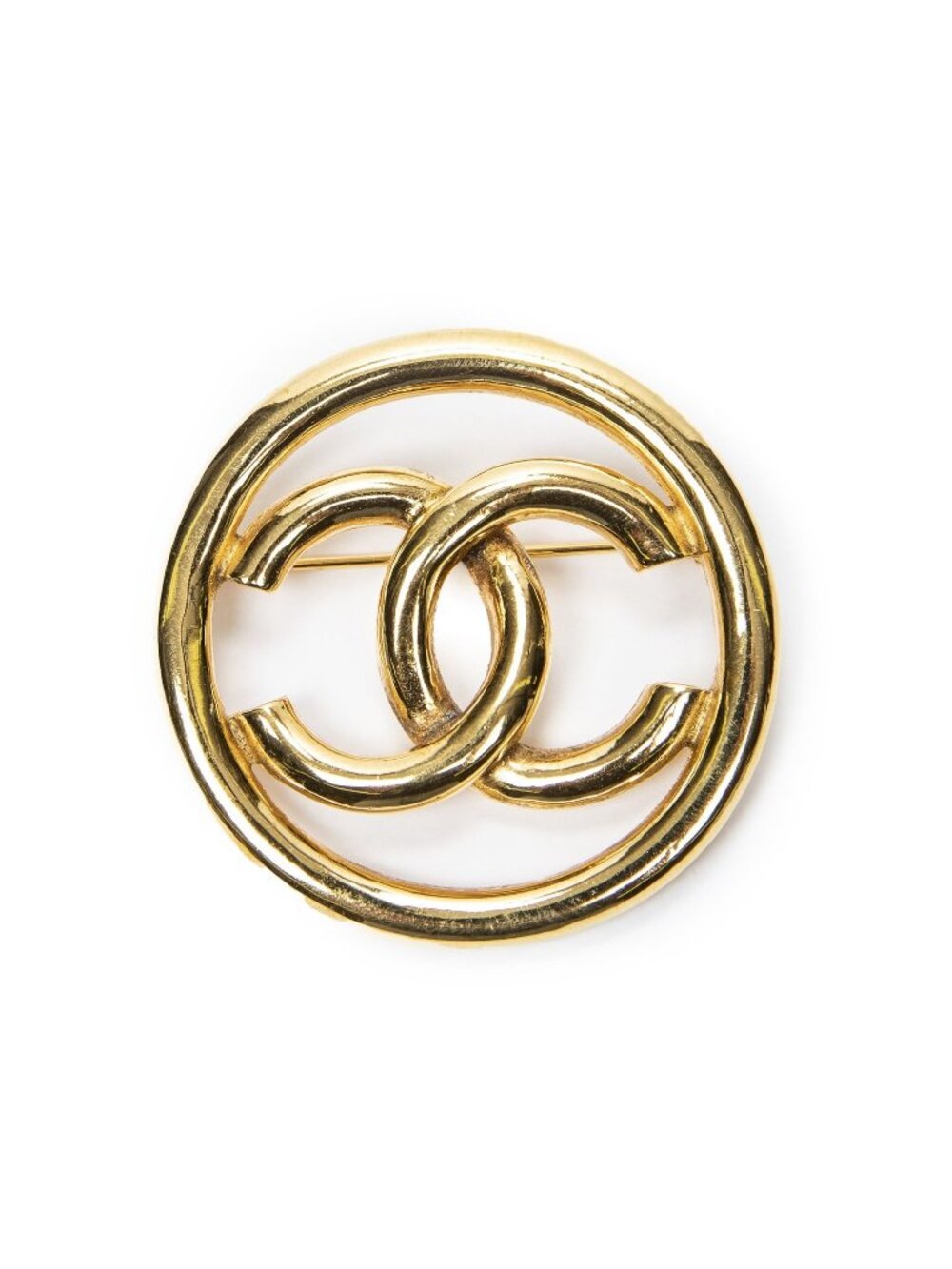 Chanel CC Logo Round gold Plated Brooch